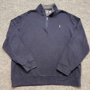 Polo Ralph Lauren‎ Mens XL Blue Quarter Zip Sweater Pony Logo Pullover Preppy